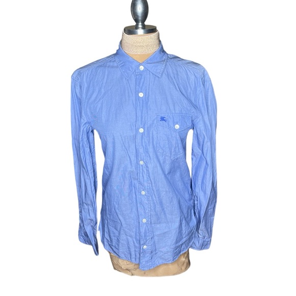 BURBERRY Men's Blue Linen Long Sleeve Button Down Shirt US S - Picture 5 of 11